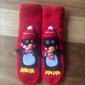 NWOT Red Penguin Knit Socks